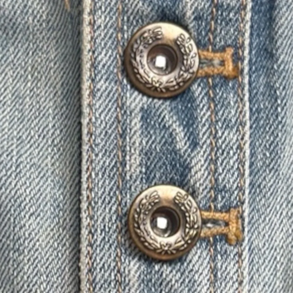 Free People Embroidered Floral Denim Mini Skirt Blue Women Size 24 Boho Button